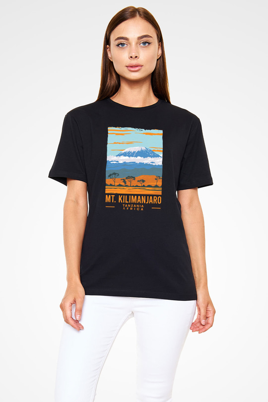 Kilimanjaro Siyah Unisex Tişört T-Shirt - TişörtFabrikası