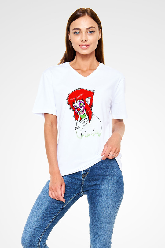 Killer Klowns from Outer Space Beyaz Unisex  V Yaka Tişört