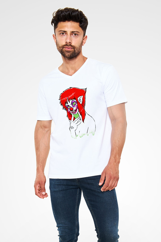 Killer Klowns from Outer Space Beyaz Unisex  V Yaka Tişört