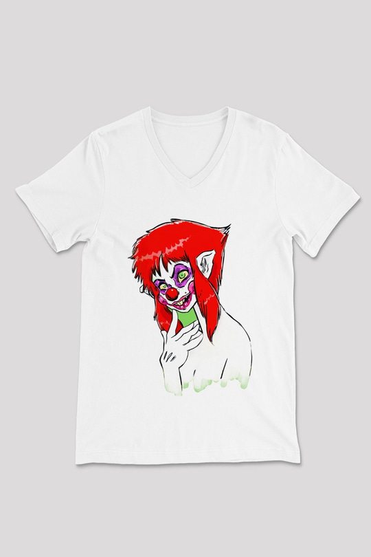 Killer Klowns from Outer Space Beyaz Unisex  V Yaka Tişört