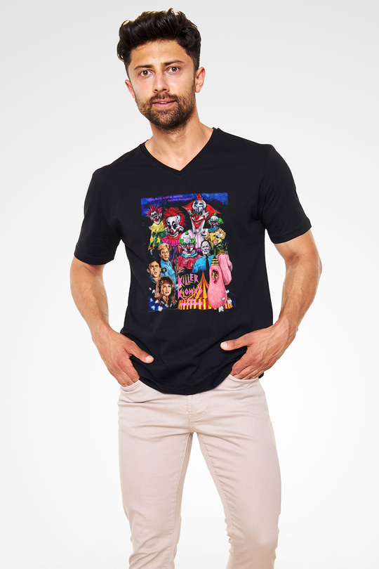 Killer Klowns from Outer Space Siyah Unisex V Yaka Tişört
