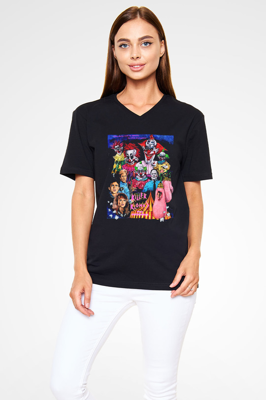 Killer Klowns from Outer Space Siyah Unisex V Yaka Tişört