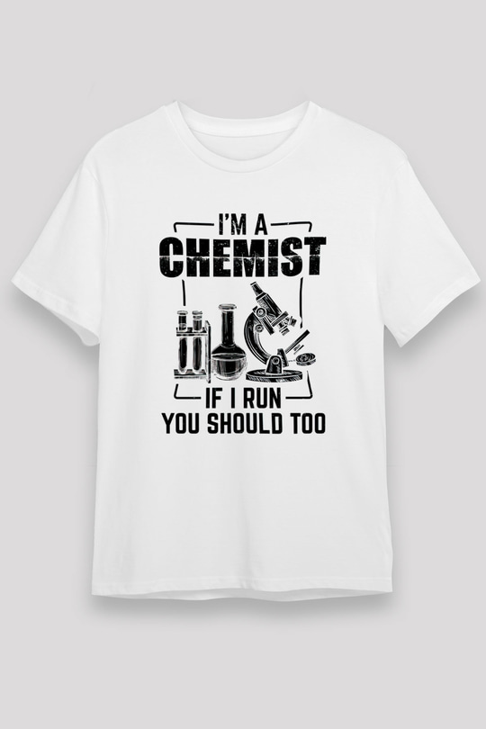 Kimya Bilimi Baskılı Unisex Beyaz Tişört - Tshirt