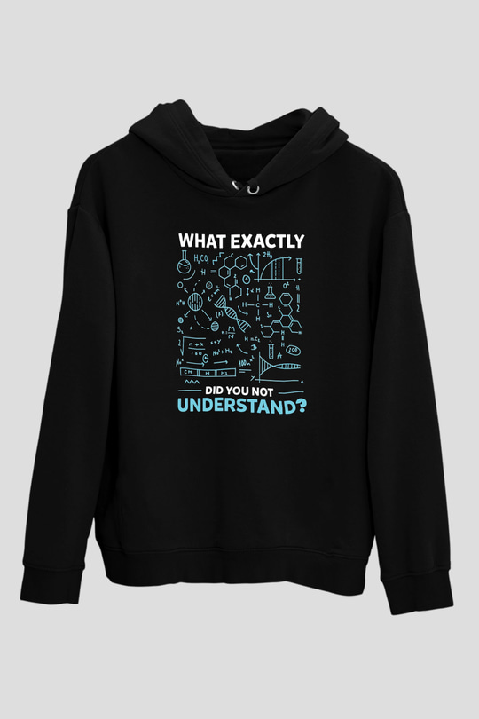 Kimya Formülleri Baskılı Unisex Siyah Hoodie