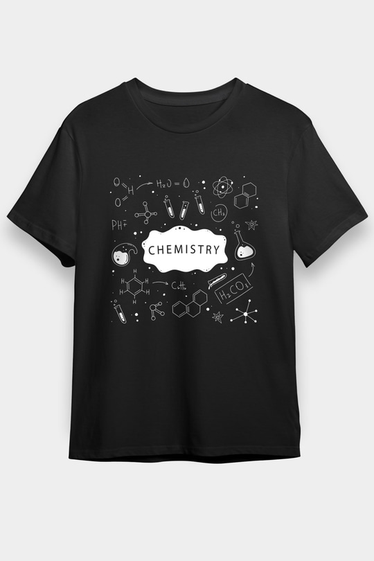 Kimya İyonik Kovalent Bağlar Baskılı Unisex Siyah Tişört