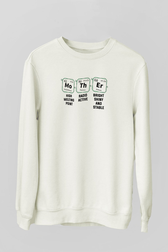 Kimya Periyodik Tablo Anne Baskılı Unisex Ekru Sweatshirt
