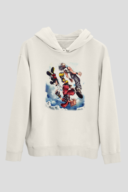 Kingdom Hearts Beyaz Unisex Hoodie