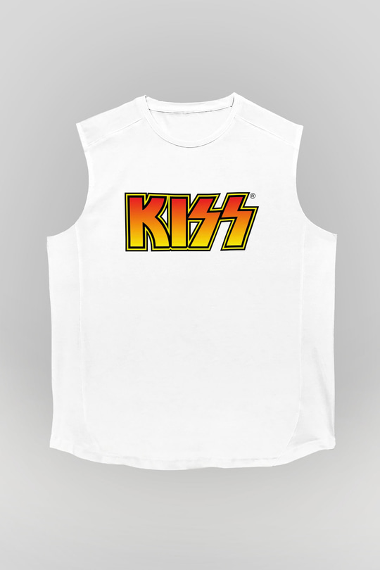 Kiss Beyaz Unisex Kolsuz Tişört