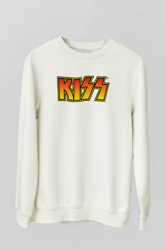 Kiss Beyaz Unisex Sweatshirt
