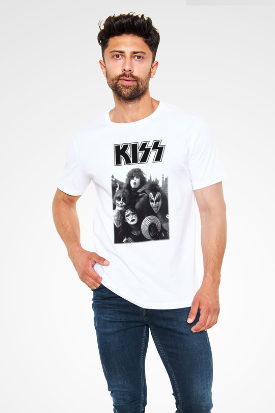 Kiss Beyaz Unisex Tişört T-Shirt - TişörtFabrikası