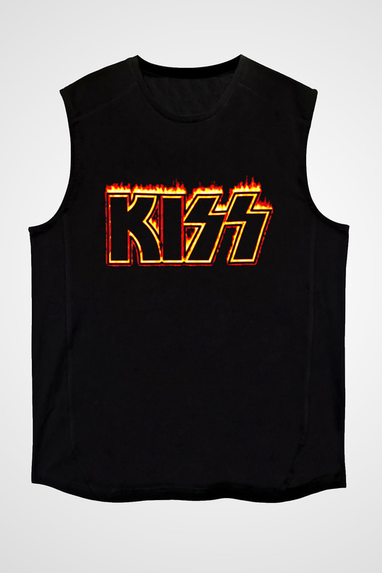 Kiss Siyah Unisex Kolsuz Tişört