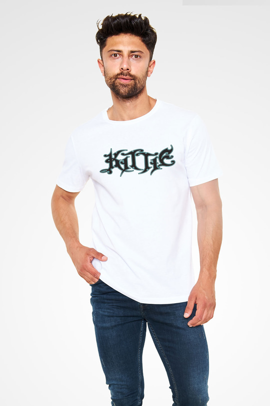 Kittie Baskılı Unisex Beyaz Tişört - Tshirt