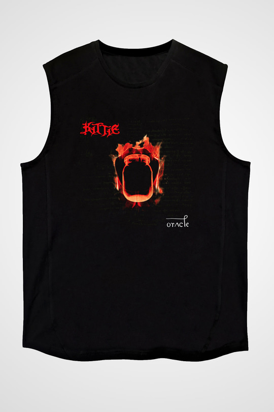 Kittie Baskılı Unisex Siyah Kolsuz Tişört - Tshirt