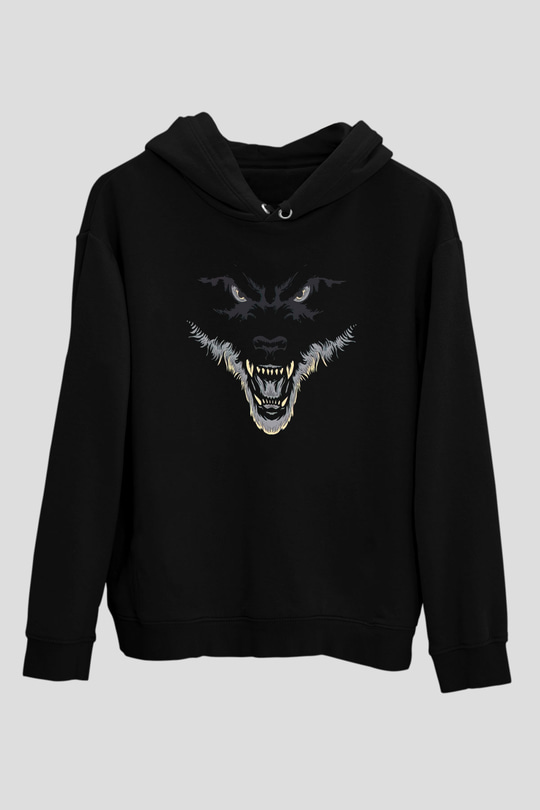 Kızgın KurtSiyah  Unisex Hoodie