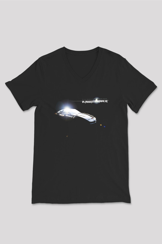 Knight Rider Siyah Unisex V Yaka Tişört