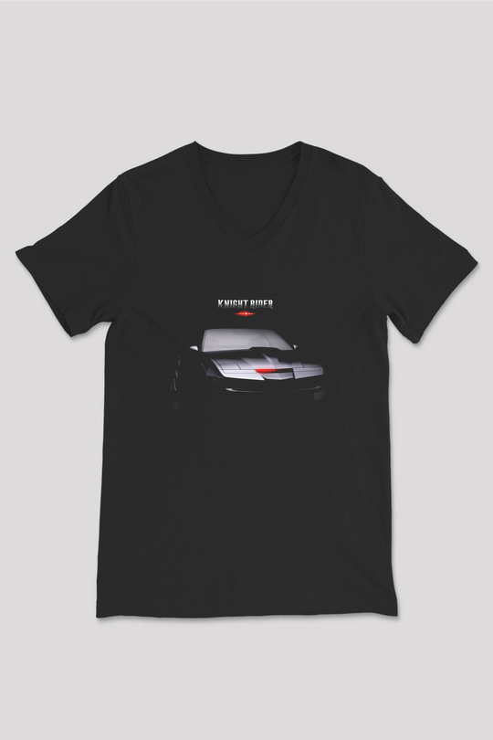 Knight Rider Siyah Unisex V Yaka Tişört