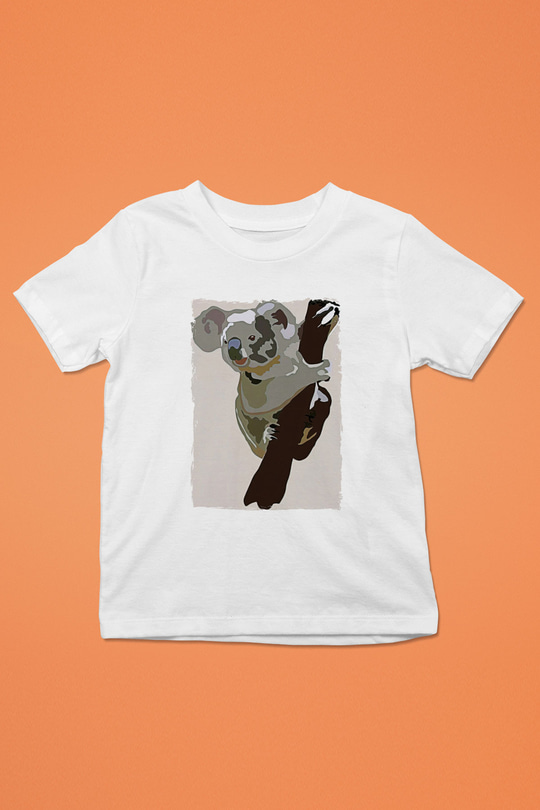 Koala Baskılı Beyaz Unisex Beyaz Çocuk Tişört - Tshirt