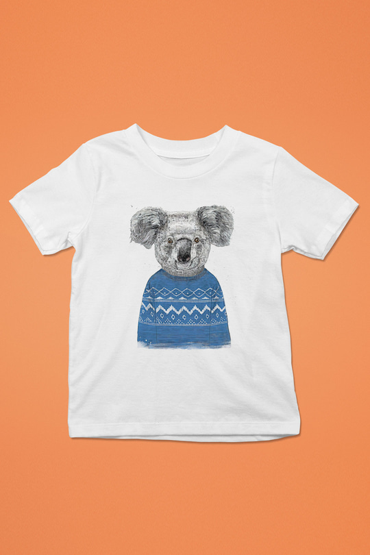Koala Baskılı Beyaz Unisex Beyaz Çocuk Tişört - Tshirt