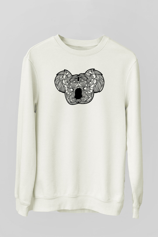 Koala Baskılı Beyaz Unisex Sweatshirt