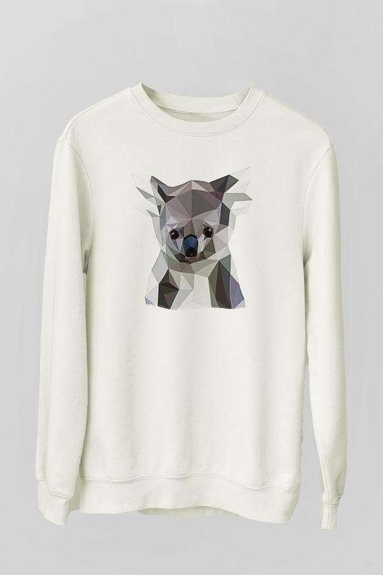 Koala Baskılı Beyaz Unisex Sweatshirt