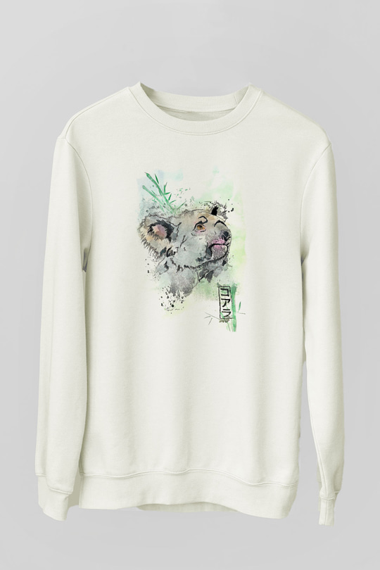 Koala Baskılı Beyaz Unisex Sweatshirt