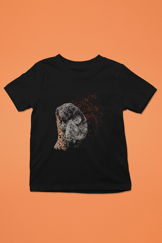 Koala Baskılı Unisex Siyah Çocuk Tişört - Tshirt