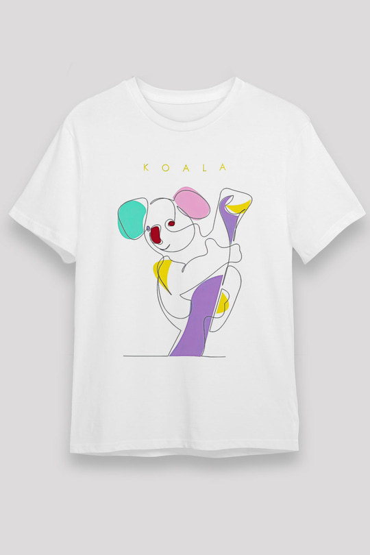 Koala Unisex Baskılı Beyaz Tişört - Tshirt
