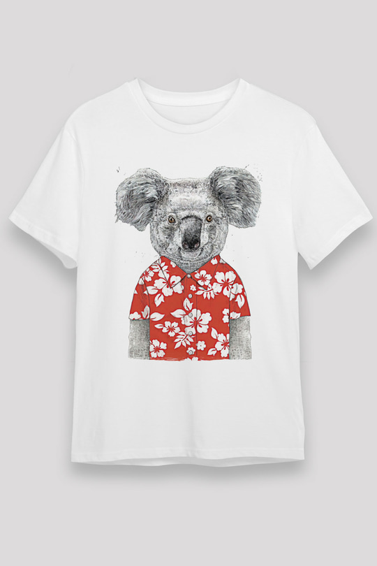 Koala Unisex Baskılı Beyaz Tişört - Tshirt