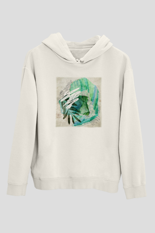 Kolaj Beyaz Unisex Kapşonlu Sweatshirt