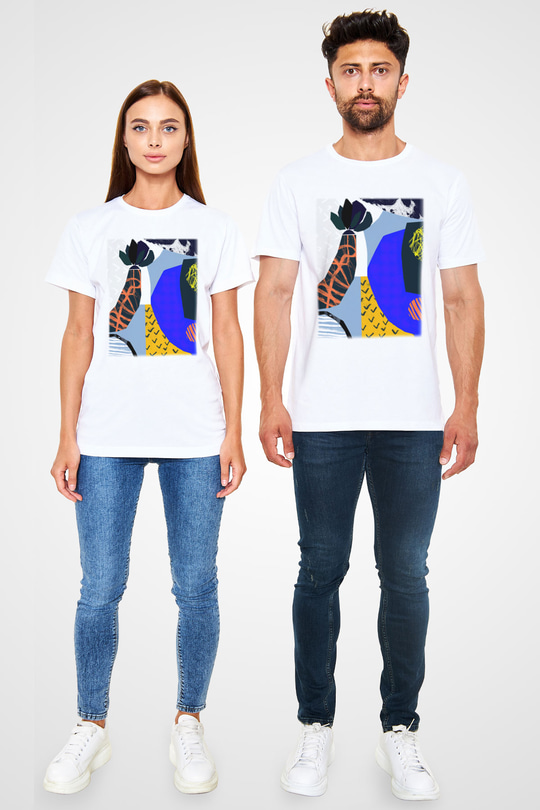 Kolaj Beyaz Unisex Tişört T-Shirt - TişörtFabrikası