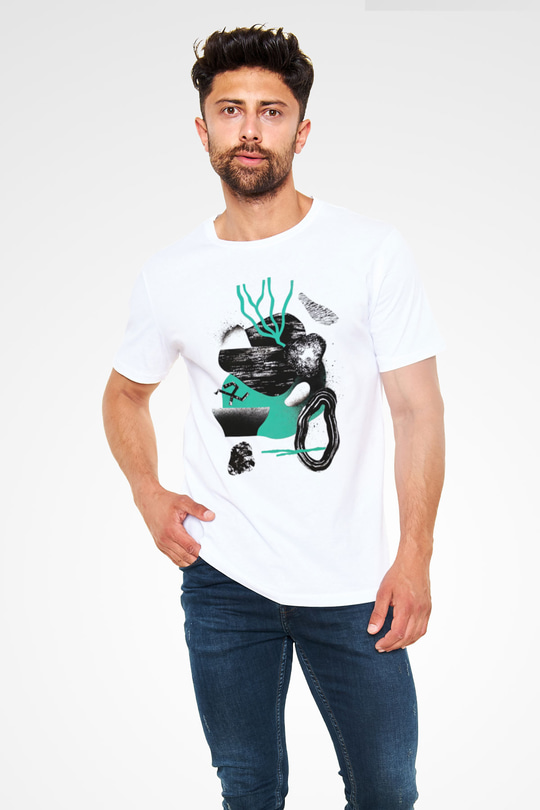 Kolaj Beyaz Unisex Tişört T-Shirt - TişörtFabrikası