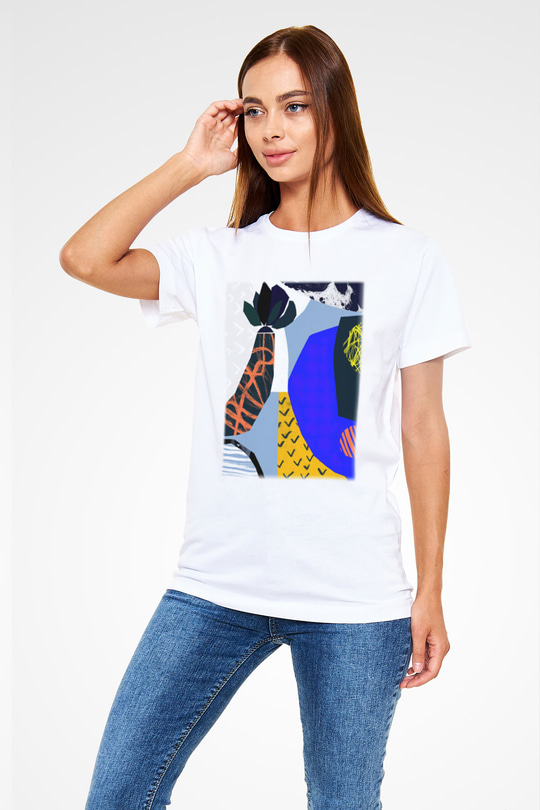 Kolaj Beyaz Unisex Tişört T-Shirt - TişörtFabrikası