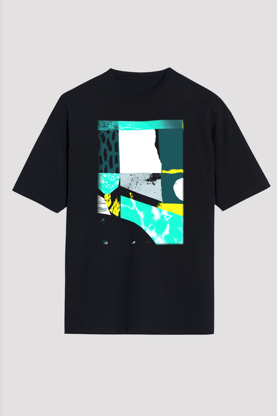 Kolaj Siyah Unisex Oversize Tişört T-Shirt