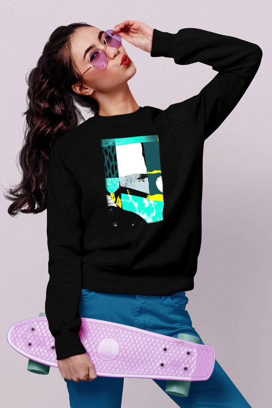 Kolaj Siyah Unisex Sweatshirt