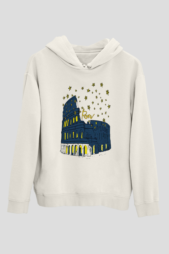 Kolezyum Beyaz Unisex Hoodie