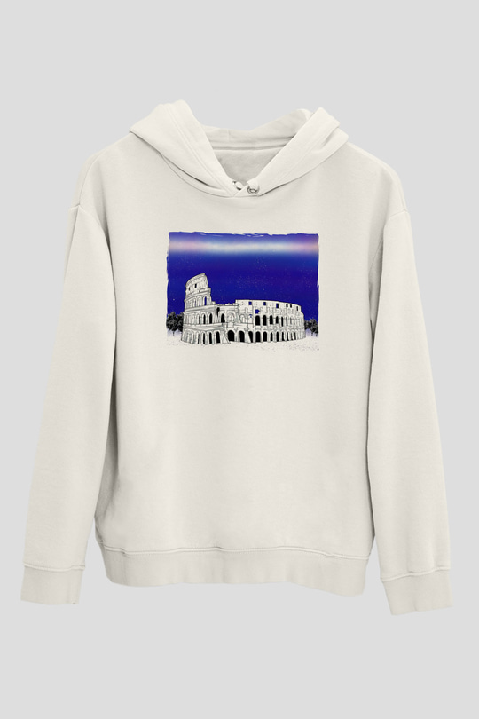 Kolezyum Beyaz Unisex Hoodie