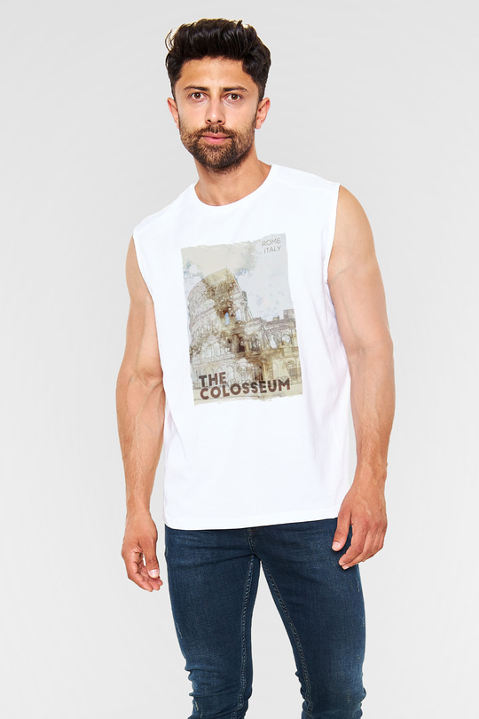 Kolezyum Beyaz Unisex Kolsuz Tişört