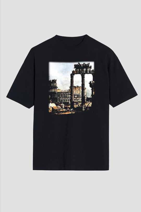 Kolezyum Siyah Unisex Oversize Tişört T-Shirt
