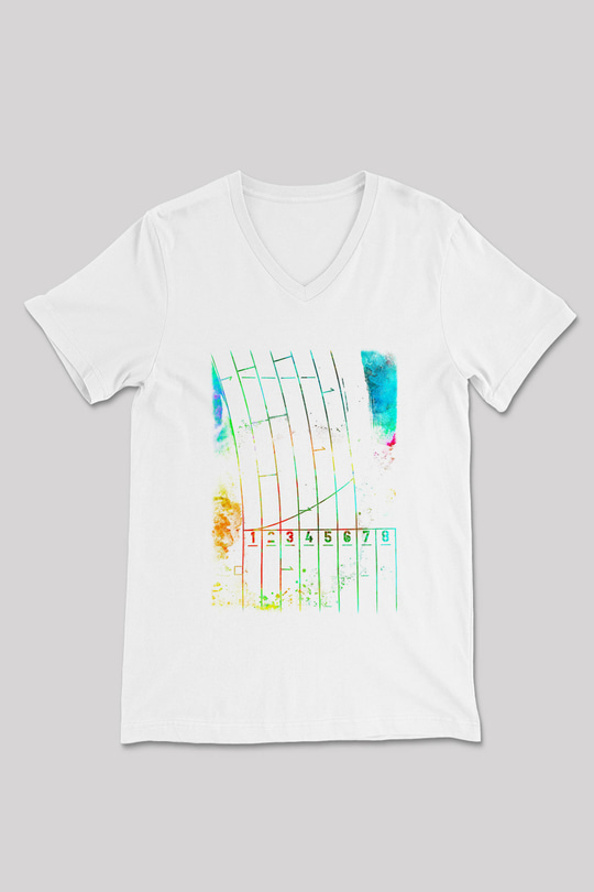 Koşu Baskılı Unisex V Yaka Tişört - Tshirt