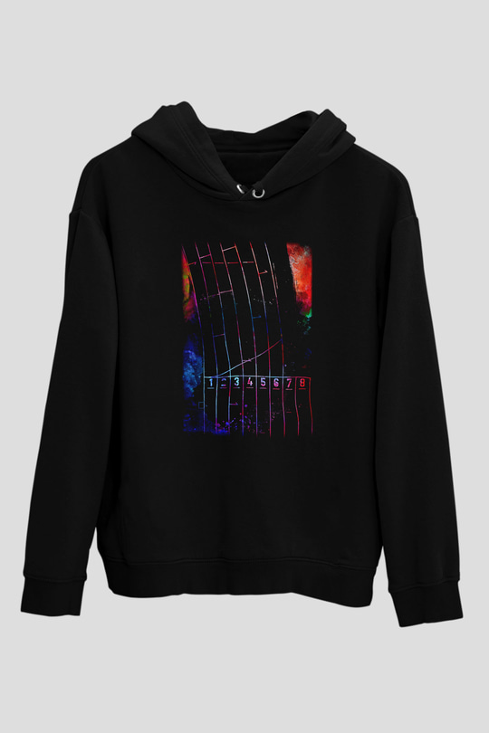 Koşu - Running Baskılı Unisex Siyah Hoodie