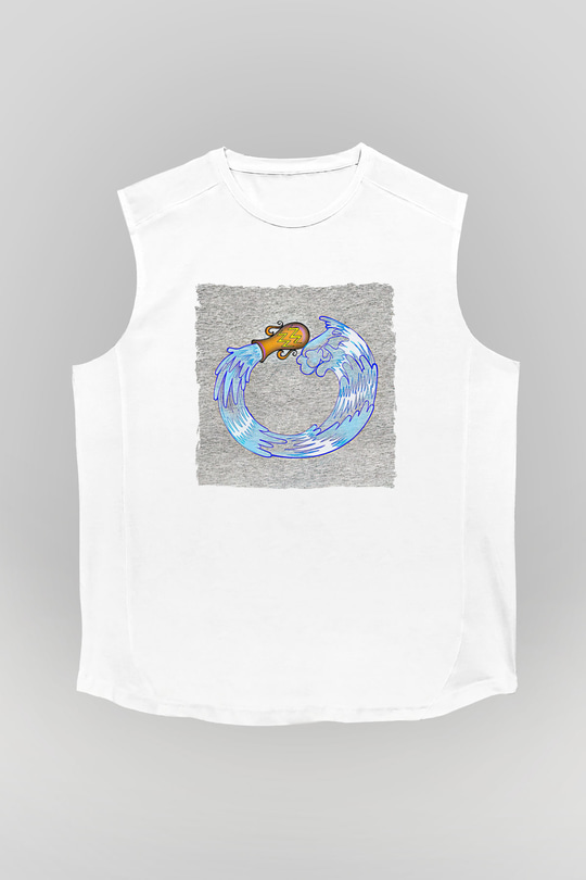 Kova Burcu Baskılı Beyaz Unisex Kolsuz Tişört - Tshirt