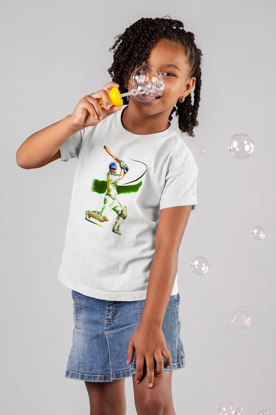 Kriket Baskılı Unisex Beyaz Çocuk Tişört - Tshirt