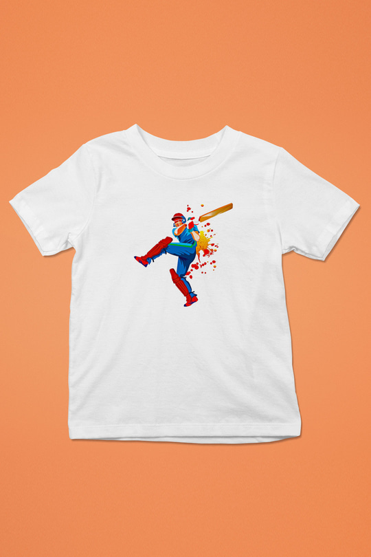 Kriket Baskılı Unisex Beyaz Çocuk Tişört - Tshirt
