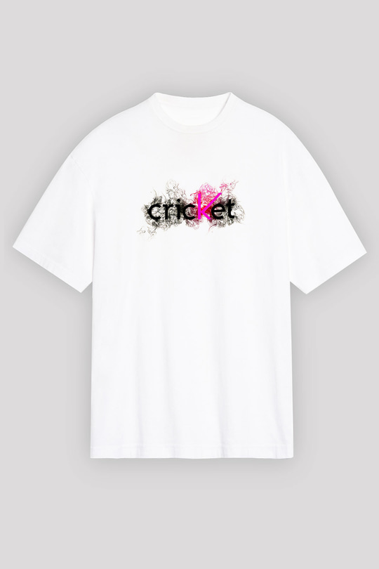 Kriket Baskılı Unisex Beyaz Oversize Tişört - Tshirt
