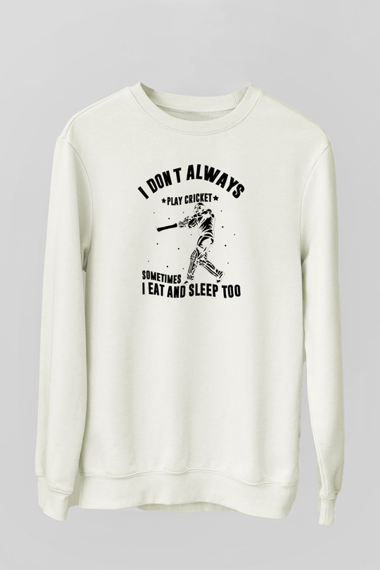 Kriket Baskılı Unisex Ekru Sweatshirt