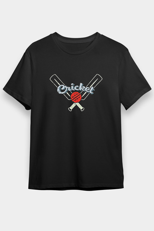 Kriket - Cricket Baskılı Unisex Siyah Tişört - Tshirt