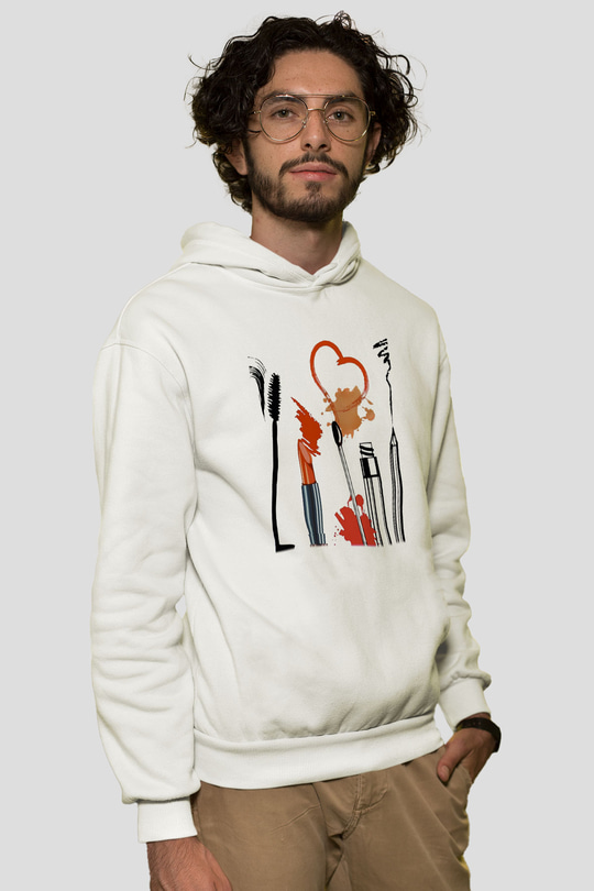 Kuaför Beyaz Unisex Kapşonlu Sweatshirt