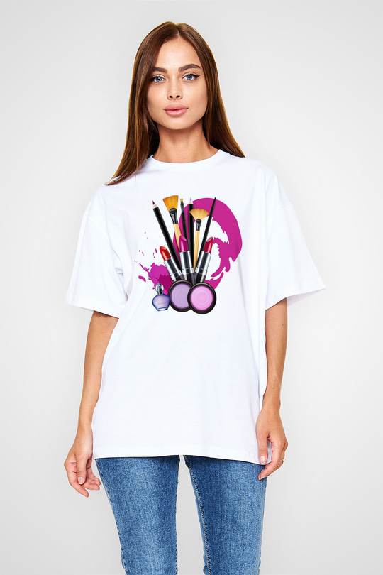 Kuaför Beyaz Unisex Oversize Tişört T-Shirt