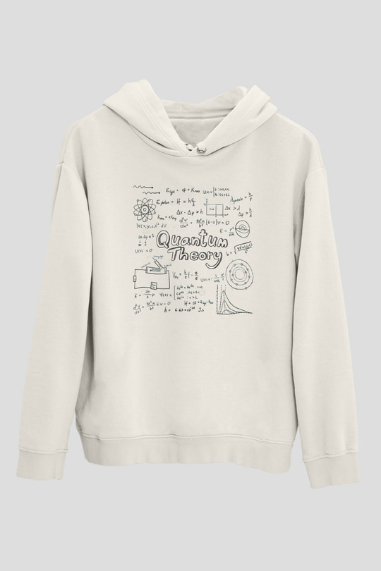 Kuantum Teorisi Enerji Formülleri Baskılı Unisex Beyaz Hoodie