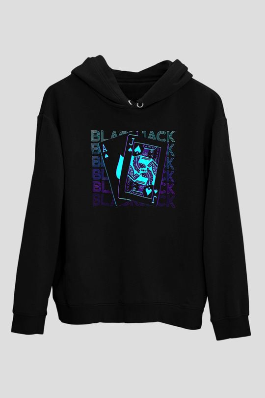 Kumarbaz Siyah Unisex Kapüşonlu Sweatshirt